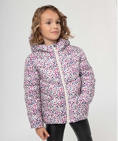 GEMO Blouson fille matelassé doublé polaire à motifs Beige