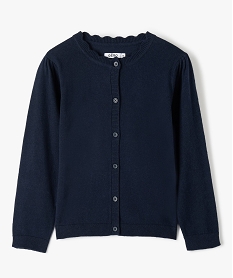 GEMO Gilet fille en maille fine à col fantaisie navy