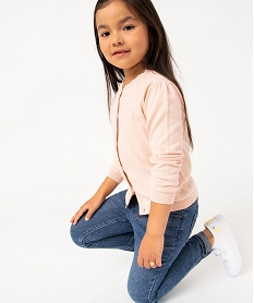 GEMO Gilet fille en maille fine à col fantaisie rose standard