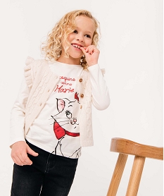 GEMO Gilet fille sans manches à maille fantaisie pailletée blanc chine