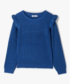 GEMO Pull fille en grosse maille pailletée Bleu