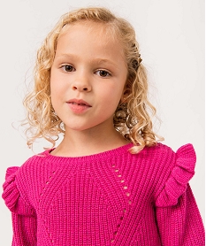 GEMO Pull fille en grosse maille pailletée Rose