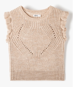 GEMO Pull sans manches fille à paillettes et volants beige standard