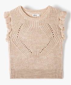 GEMO Pull sans manches fille à paillettes et volants Beige