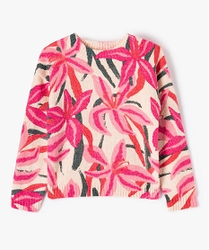 GEMO Pull fille en grosse maille imprimée rose standard