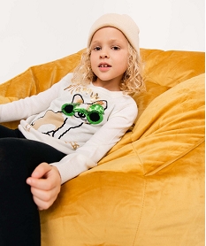 GEMO Pull de Noël fille à motif fantaisie en sequins brillants blanc chine