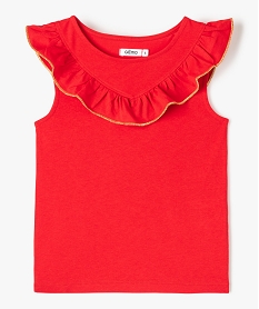 GEMO Tee-shirt fille sans manches à plastron volanté rouge standard