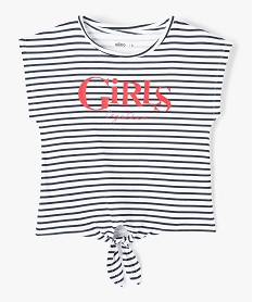 GEMO Tee-shirt fille à motifs noué dans le bas noir chine
