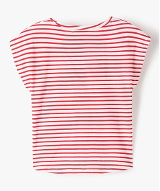tee-shirt fille a motifs noue dans le bas rougeI525201_3