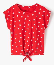 GEMO Tee-shirt fille à motifs noué dans le bas Rouge