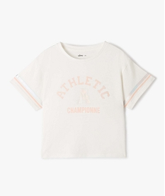 GEMO Tee-shirt fille oversize à manches courtes et motif irisé blanc chine