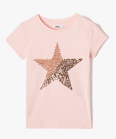 GEMO Tee-shirt fille à manches courtes et motif brillant noir chine