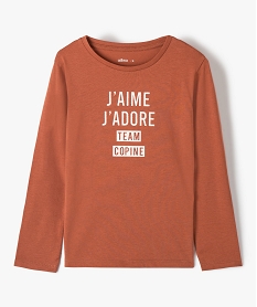 GEMO Tee-shirt fille à manches longues à motif fantaisie marron standard