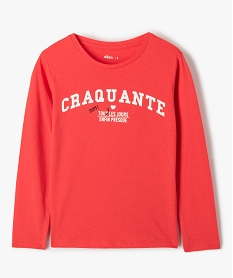 GEMO Tee-shirt fille à manches longues à motif fantaisie rouge standard