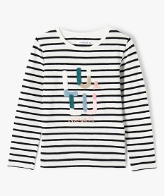 GEMO Tee-shirt fille rayé à manches longues - LuluCastagnette kaki chine