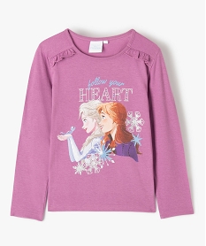 GEMO Tee-shirt fille à manches longues avec motif pailleté - La Reine des Neiges violet standard