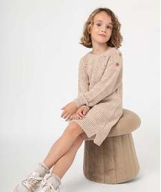 GEMO Robe fille en grosse maille fantaisie et brillante Beige