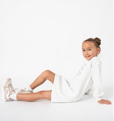 GEMO Robe sweat fille en maille texturée - LuluCastagnette blanc chine
