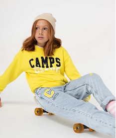 GEMO Sweat fille en molleton doux avec motif bouclette - Camps United Jaune