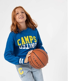 GEMO Sweat fille en molleton doux avec motif bouclette - Camps United bleu standard