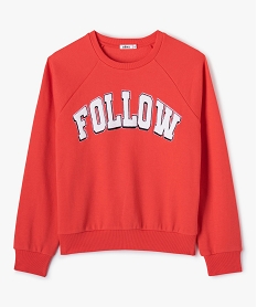 GEMO Sweat fille avec inscription brodée en relief Rouge