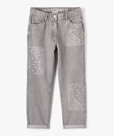 GEMO Jean fille coupe mom à taille haute avec imprimé bohème - LuluCastagnette Gris