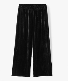 GEMO Pantalon fille large en velours froissé noir standard