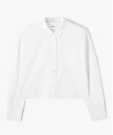 GEMO Chemise fille à manches longues coupe courte blanc standard