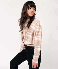 GEMO Chemise fille à carreaux en flanelle beige standard