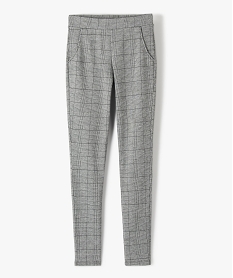 GEMO Pantalon fille ajusté à taille élastiquée à carreaux noir standard