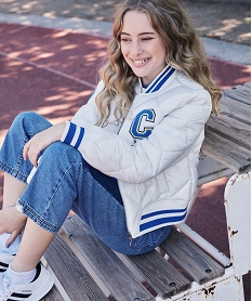 GEMO Blouson bomber fille matelassé à détails rayés - Camps United blanc chine