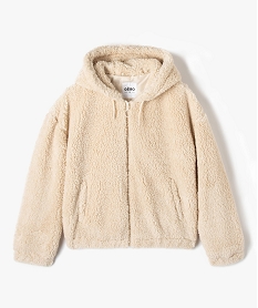 GEMO Blouson fille à capuche en Sherpa blanc chine