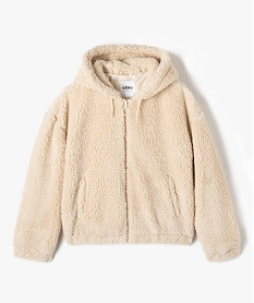 GEMO Blouson fille à capuche en Sherpa Beige