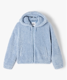 GEMO Blouson fille à capuche en Sherpa Bleu