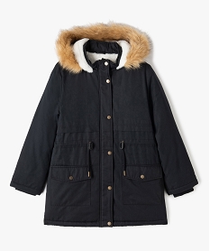 parka en matiere deperlante avec doublure peluche fille noirI543401_1