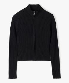 GEMO Gilet fille zippé et côtelé à col cheminée noir standard