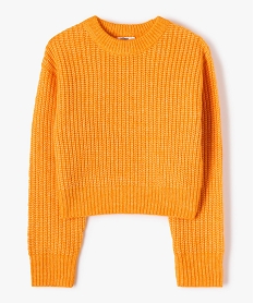 GEMO Pull fille court en grosse maille orange standard