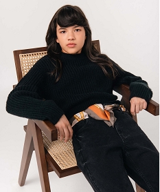 GEMO Pull fille court en grosse maille noir standard