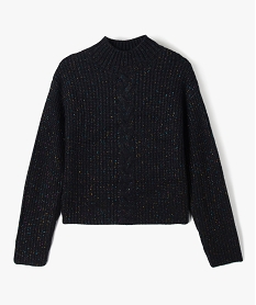 GEMO Pull fille col montant avec torsade sur l’avant noir standard