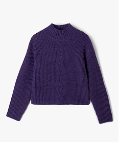 GEMO Pull fille col montant avec torsade sur l’avant violet standard