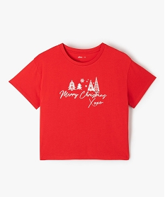 GEMO Tee-shirt fille court avec motif Noël rouge standard