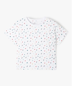 GEMO Tee-shirt fille court avec motif Noël bleu vif