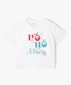 GEMO Tee-shirt fille court spécial Noël blanc standard