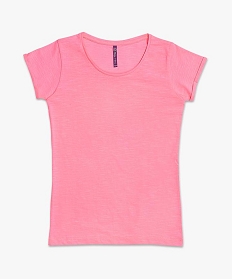 GEMO Tee-shirt fille loose à manches courtes et paillettes dore