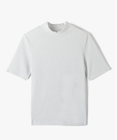 GEMO Tee-shirt fille à manches courtes et col montant à paillettes Gris