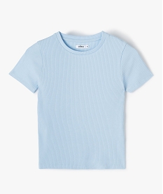 GEMO Tee-shirt à manches courtes en maille côtelée fille Bleu