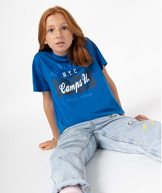 GEMO Tee-shirt fille à manches courtes avec inscription  –  Camps United bleu standard
