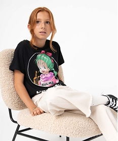 GEMO Tee-shirt fille à manches courtes imprimé Bulma - Dragon Ball noir standard