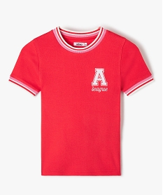GEMO Tee-shirt fille à manches courtes et détails sport rétro rouge standard