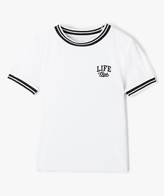 GEMO Tee-shirt fille à manches courtes et détails sport rétro Blanc